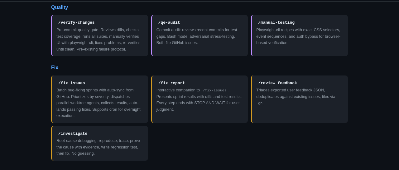 Quality and Fix skills